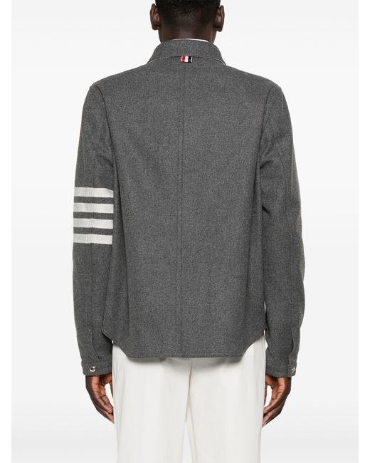 Thom Browne 4-Bar Vilten Shirtjack in het Black