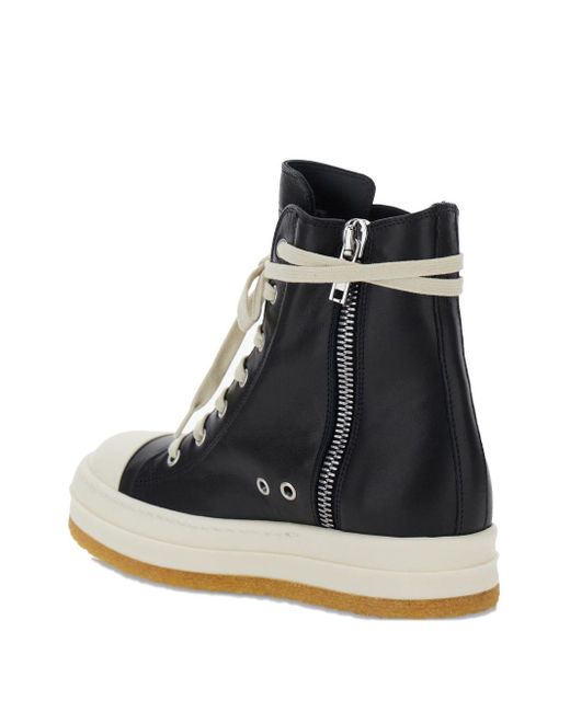 Rick Owens Sneakers Met Rits En Veters in het Black