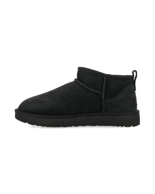 Ugg Black Classic Ultra Mini Suede Boots For