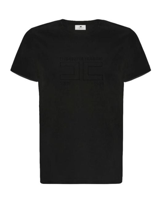 Elisabetta Franchi Black T Shirt With Embroidered Logo