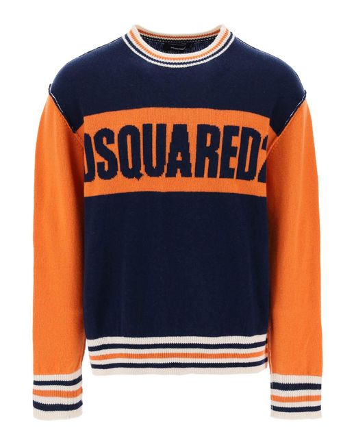 DSquared² Dsquart2 College -pullover In Jacquard Wool in het Blue voor heren