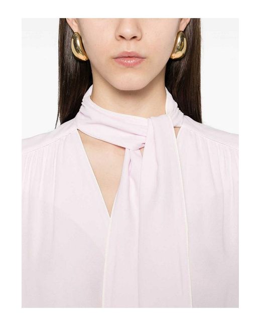 Elisabetta Franchi White Soft Viscose Shirt With Tie Detail