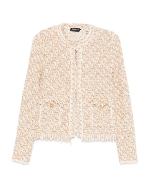 Fabiana Filippi Natural Frayed-Edge Tweed Jacket