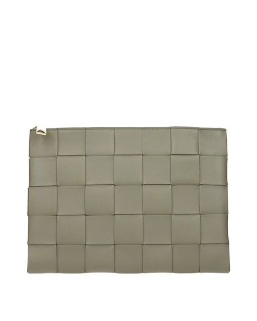 Bottega Veneta Green Cassette Pochette Leather/Travertine