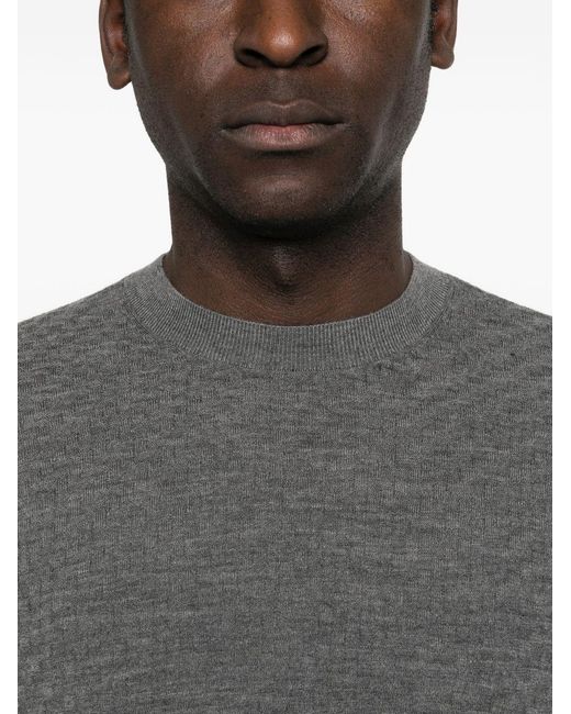 Emporio Armani Gray Wool Crewneck Sweater for men