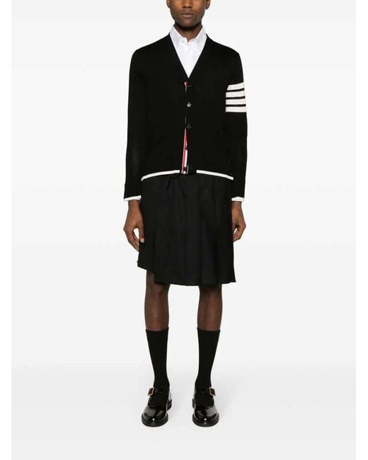 Thom Browne Black Virgin Wool Cardigan For