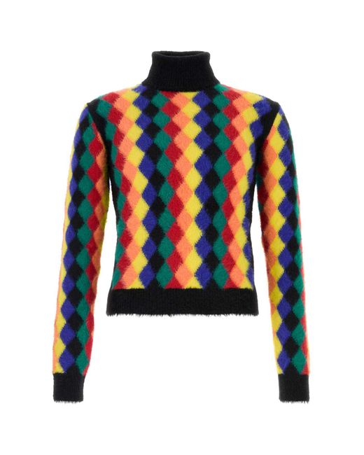 Loewe Blue Nylon Knit Crewneck Sweater for men
