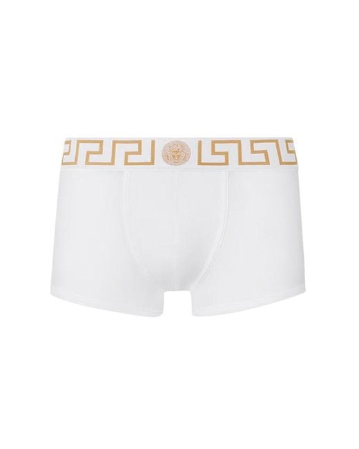 Versace White Boxer Con Greca