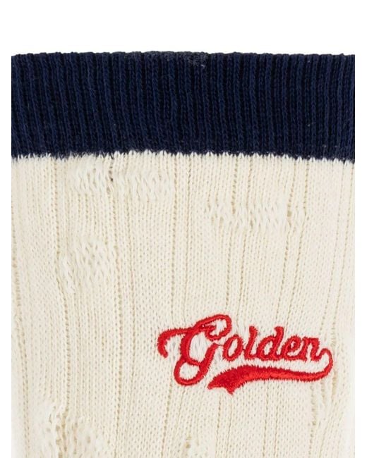 Golden Goose Deluxe Brand Blue Socks Full Rib/Bi Color/Golden Embroidery/Ripped