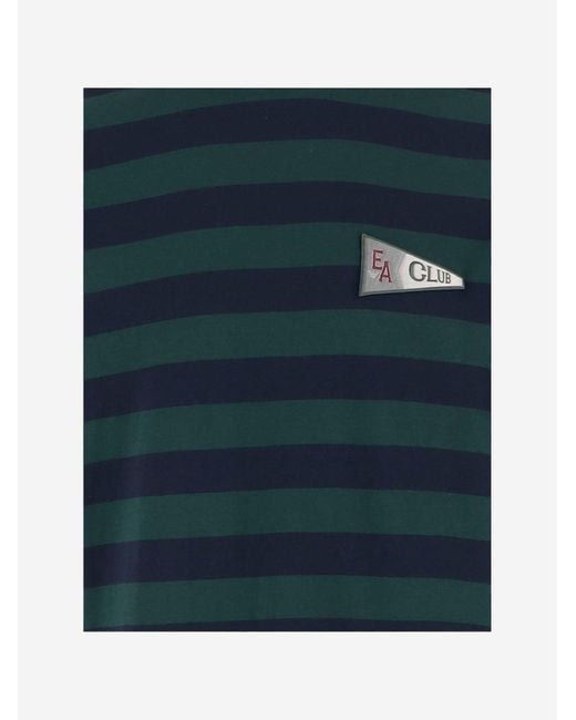 Emporio Armani Blue Striped Cotton T Shirt