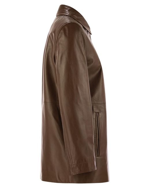 Max Mara Tolmin Nappa Lederen Jas Met Riem in het Brown