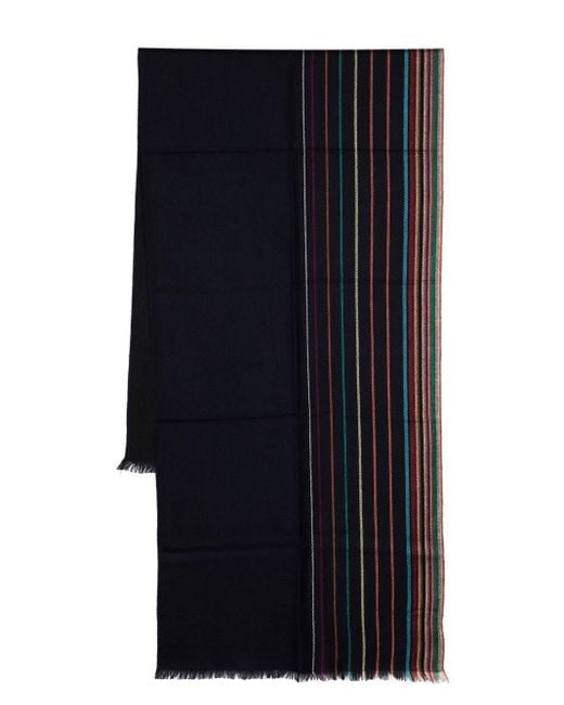 Paul Smith Blue Signature Stripe Wool Scarf for men