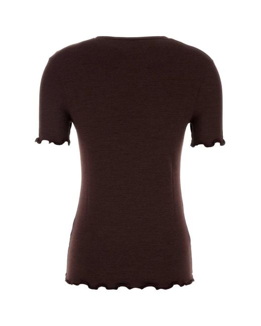Jil Sander Brown Top Cn Ss Emb