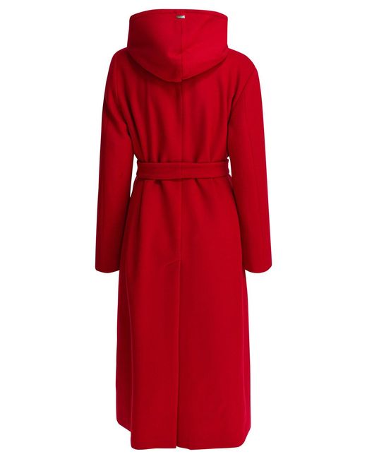 Herno Red Virgin Wool Long Coat Jackets And Coats