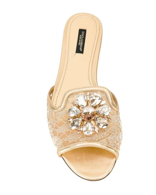 Dolce & Gabbana Metallic Lace Slippers