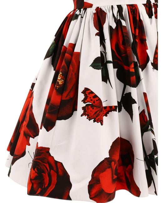 McQueen "Tudor Rose" Dress in Red | Lyst UK