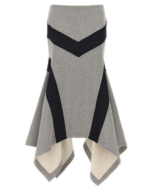 The Attico Gray Asymmetrical Long Skirt