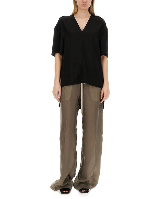 Rick Owens Black V-Neck T-Shirt