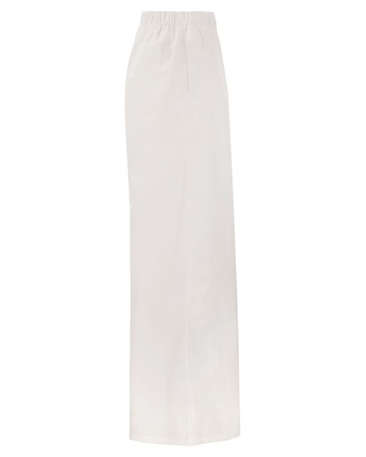 Max Mara Navigli Poplin Wide Leg Broek in het White