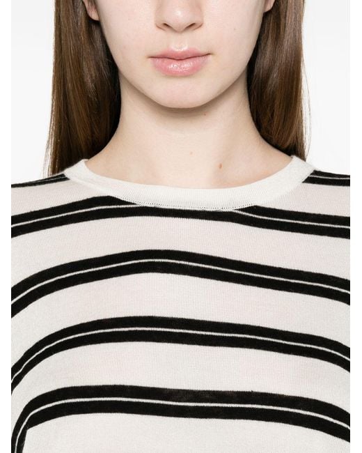 Soft Goat White Horizontal Stripe Top