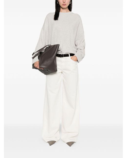Brunello Cucinelli White Cotton Crewneck Sweater