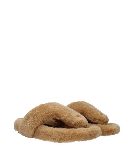 Loewe Brown Slippers And Clogs Fur