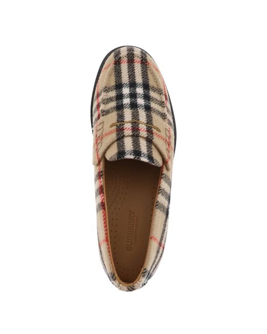 Vintage Wool Check Loafer di Burberry in Brown
