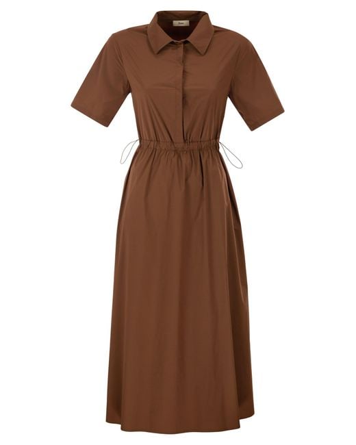 Herno Brown Light Stretch Nylon Dress