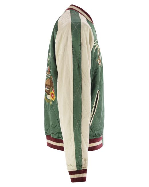 Polo Ralph Lauren Green Embroidered Satin Jacket for men