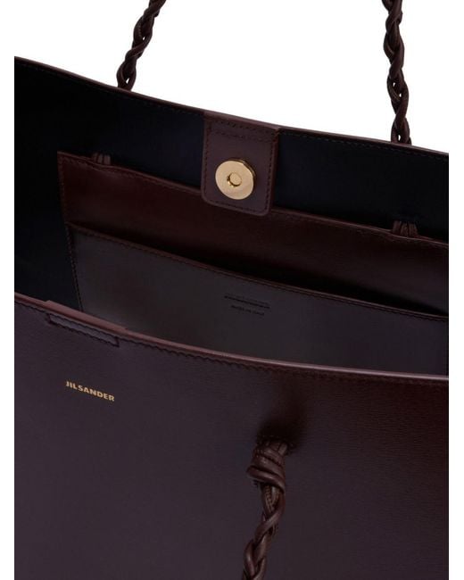 Jil Sander Red Tangle Leather Tote Bag