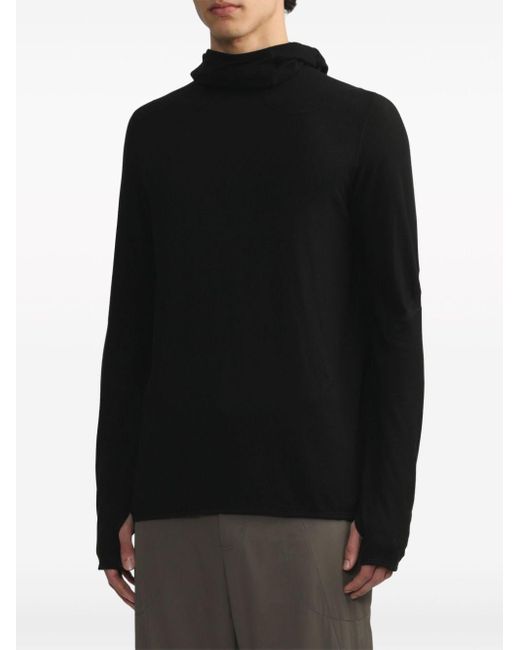 Post Archive Faction PAF Black Panelled Tonal-Stitching Hoodie for men