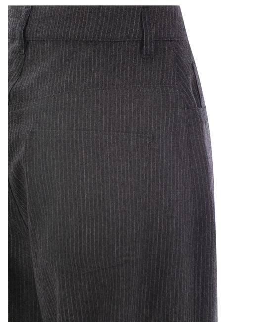 Fabiana Filippi Gray 5-Pocket Virgin Wool Pinstripe Trousers