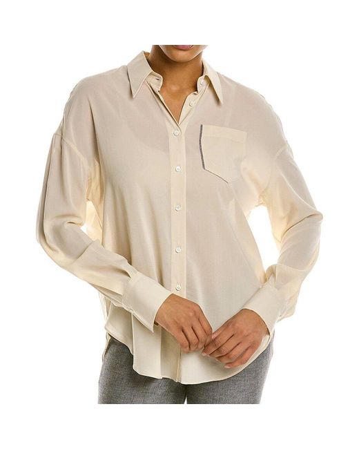 Brunello Cucinelli Natural Silk-blend Shirt