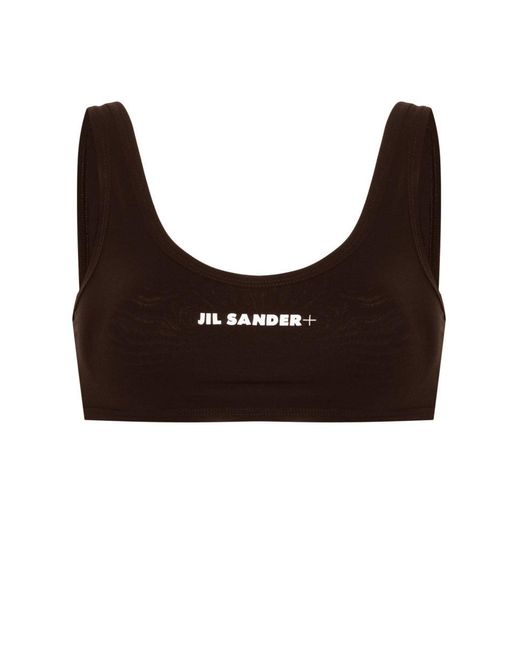 Jil Sander Brown Logo Bikini Top