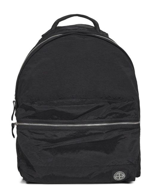 Stone Island Black Backpack With Logo for men