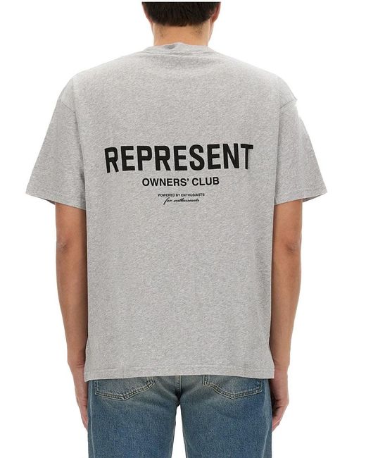 Represent Gray Cotton Crew-Neck T-Shirt T-Shirts for men