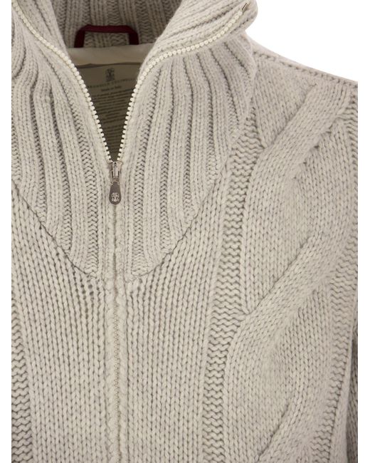 Brunello Cucinelli Cashmere Brear Outerwear Met Omlaag Vullen in het White voor heren