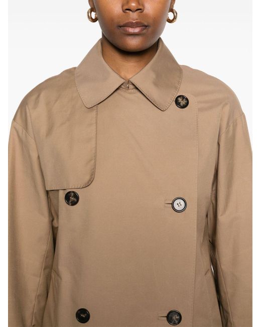 Max Mara Natural Double-Breasted Coat With Wide Collar
