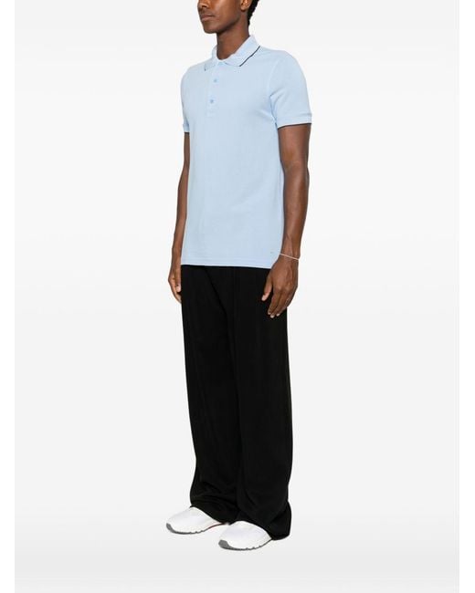 Tom Ford Blue Piquet Cotton Polo Shirt