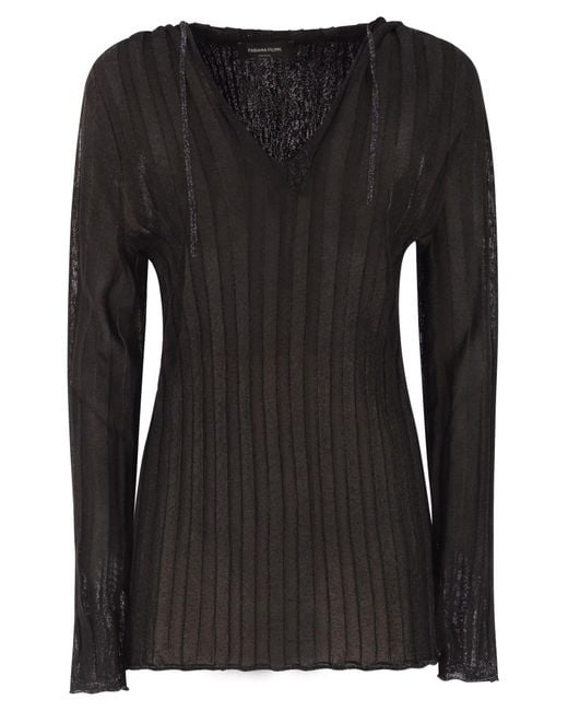 Fabiana Filippi Black Lurex Hooded Jumper