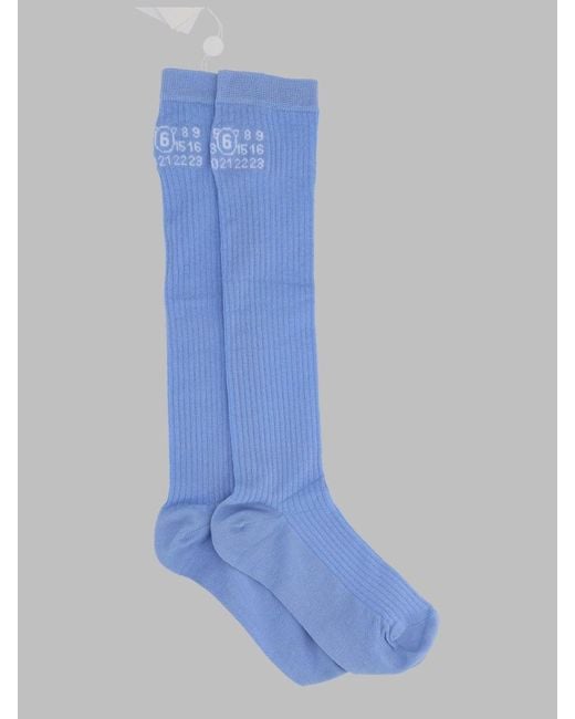 MM6 by Maison Margiela Blue Calzini Alti Con Logo