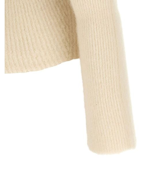 Rick Owens Natural Wool Off-Shoulder Sweater