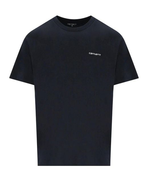 Carhartt Black Script Embroidery Deep Night T Shirt