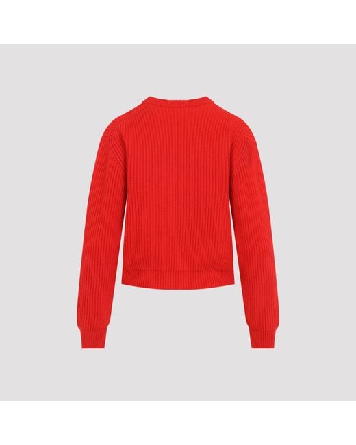 Jil Sander Red Ribbed Knit Sweater