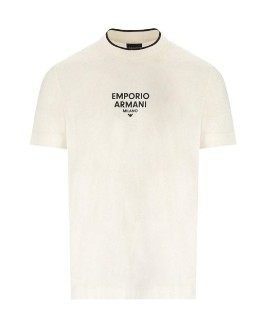 Emporio Armani White Ea Milano Vanilla T-Shirt for men