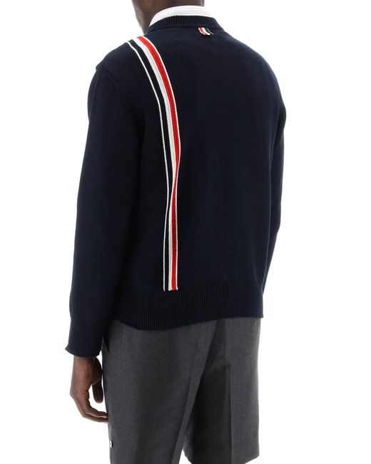 Thom Browne Cotton -pullover Met Rwb -streep in het Blue voor heren