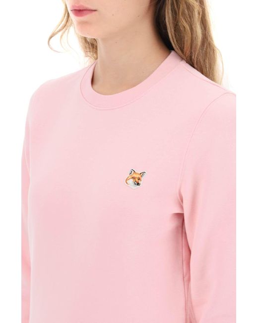 Maison Kitsuné Pink Fox Head Crew Neck Sweatshirt