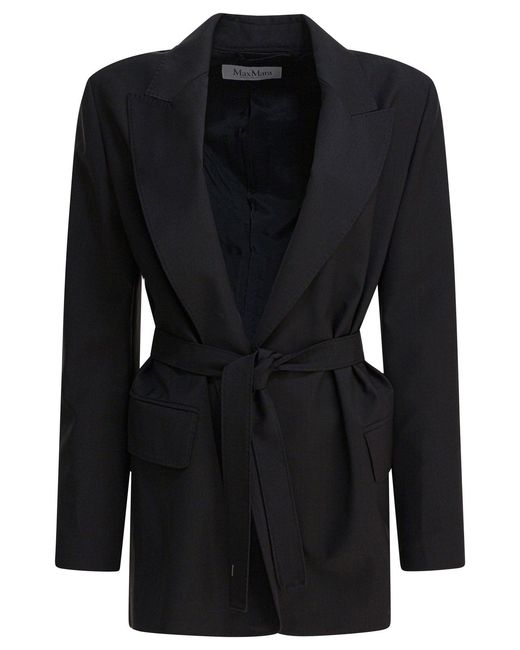 Max Mara Wollen Canvas Blazer in het Black