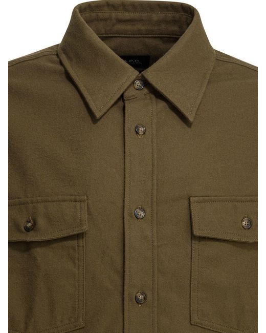A.P.C. Green Cotton Overshirt Jacket