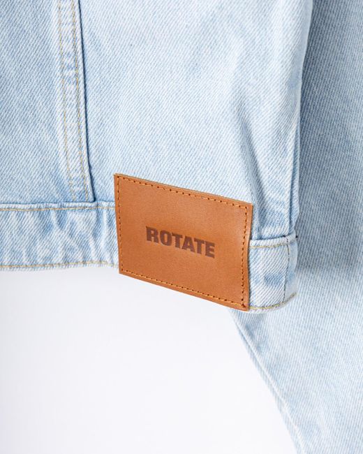 ROTATE BIRGER CHRISTENSEN Blue Cropped Round Sleeve Denim Jacket